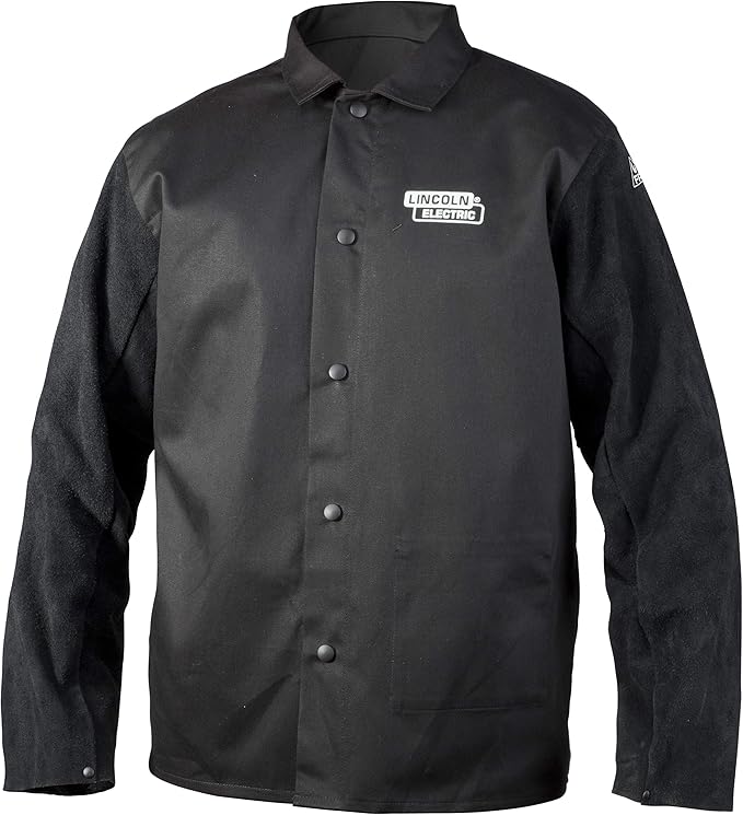 Lincoln Electric unisex adult Traditional Split Leather Sleeved Welding Jacket, ‎black, XX-Large US