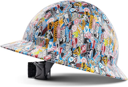 LANON Full Brim Hard Hat, OSHA Construction Work Approved, Premium Multicolor Design, FRP Safety Helmet with 4 Point Adjustable Ratchet Suspension, Class C