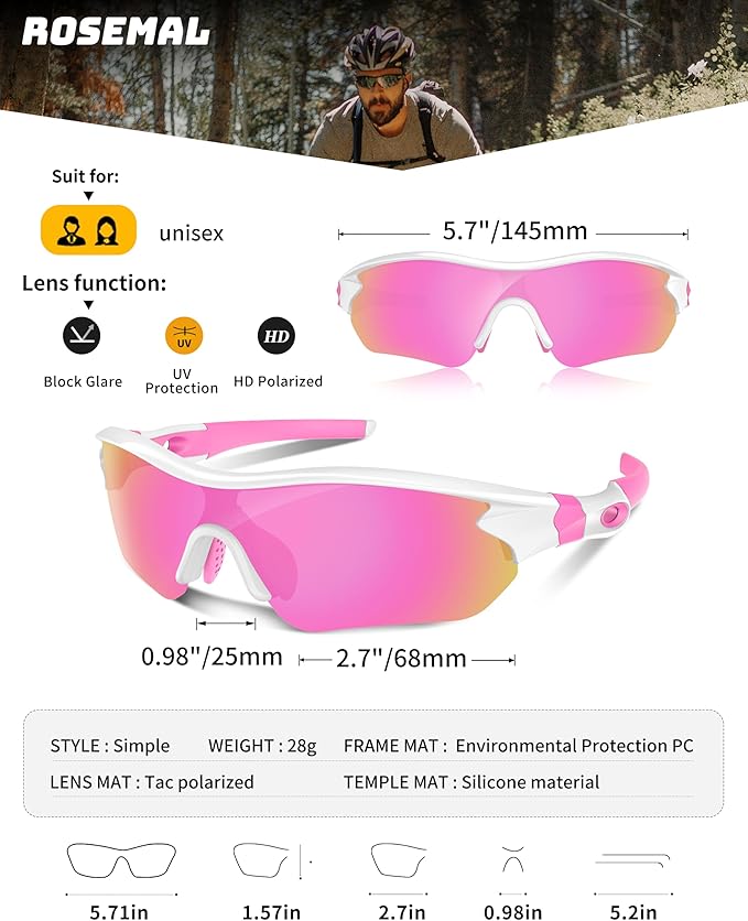 Polarized Sports Sunglasses for Men Women Youth Baseball Running Fishing Tennis Golf Cycling Driving Motor TAC UV400 TR90