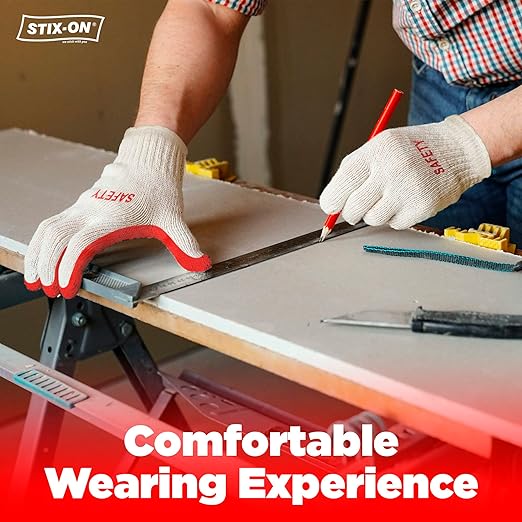 SAFETY Non-Slip 200 Pairs Red Latex Cotton Multi-Purpose Work Gloves- Nitrile Dipped & Rubber Palm Coated for a Firm Grip- Heavy Duty Premium-Construction-Moving-Warehouse-Garden-Gloves