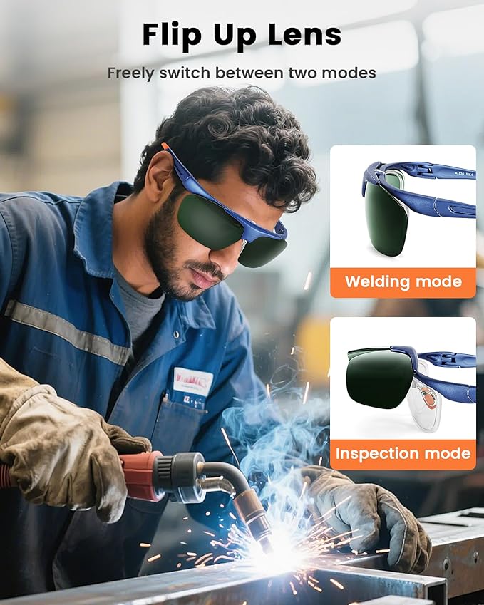Welding Glasses, Safety Welding Goggles Coating Polycarbonate Lens Anti-Fog Anti-Scratch UV-Protective