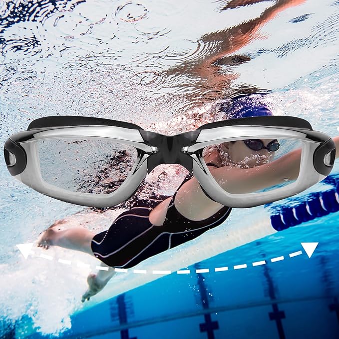 Nearsighted Swim Goggles -2.0D to -8.0D,Anti Fog Shortsighted Swimming Goggles with Clear Lens No Leak UV Protection