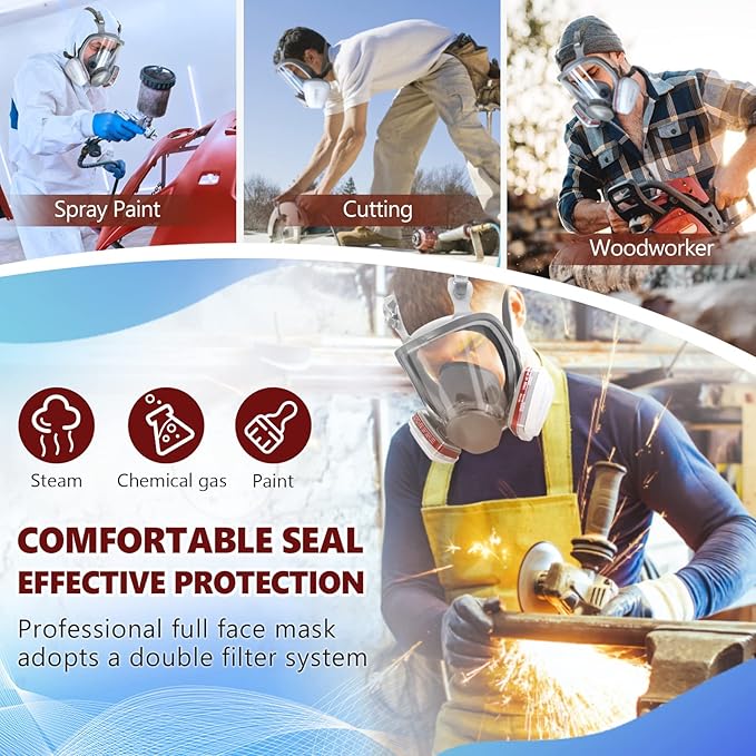6800 Full Face Gas Mask - Anti-fog, Dust-proof Respirator Nuclear with 2097 & 6001CN Filters Protection for Painting, Mechanical Polishing, Welding and Other Work Protection