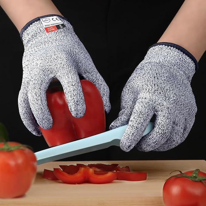 THOMEN 12 Pairs Anti-slip Cut Resistant Work Gloves Level 5 Protection for Metal Fabrication, Wood Work, Construction