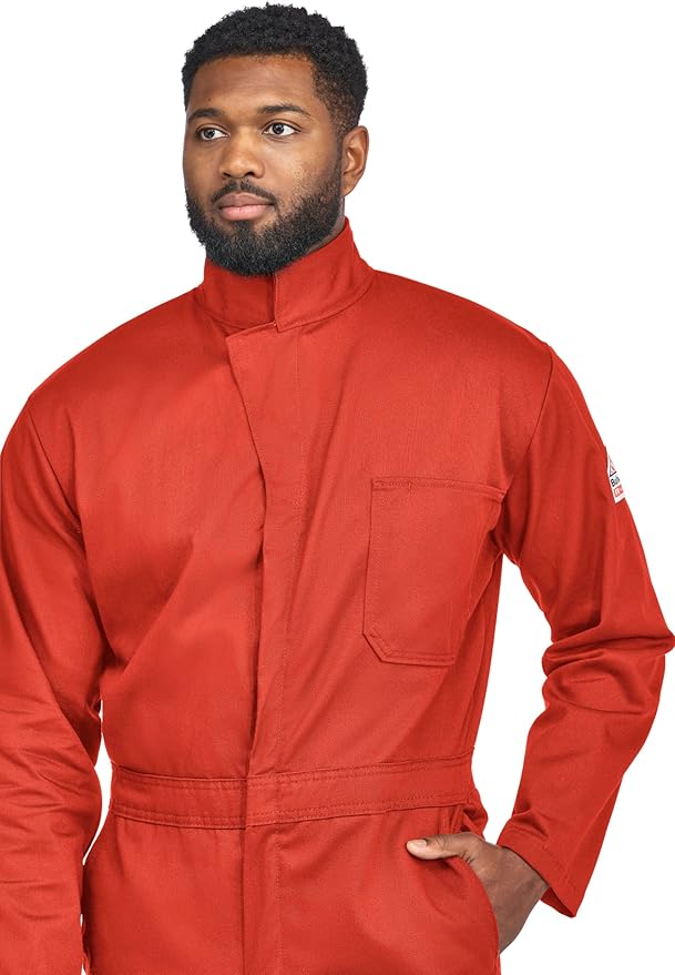 Bulwark FR mens Flame Resistant 9 Oz Twill Cotton Classic Coverall With Hemmed Sleeves