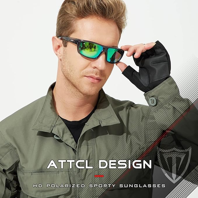 ATTCL Polarized Wrap Fishing Sunglasses Men - Driving Sports Glasses UV Protection