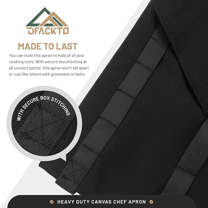 Canvas Chef Apron – Cross Back Straps Mens Apron for Butcher, Bartender, Grilling, BBQ, Kitchen, Workshop & Artist