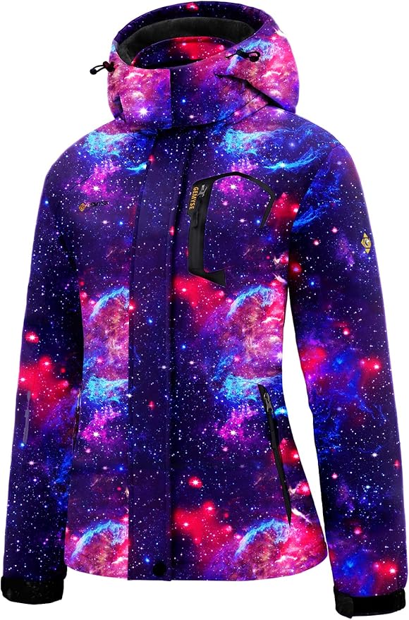 GEMYSE Women's Ski Snow Jacket Warm Winter Waterproof Coat Snowboard Rain Jacket Hooded Windproof Windbreaker