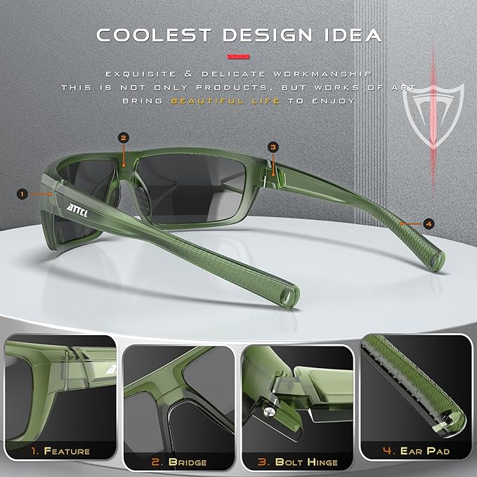 ATTCL Polarized Wrap Fishing Sunglasses Men - Driving Sports Glasses UV Protection