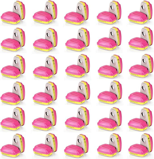 30 Pairs 60923 Respirator Cartridges, 60923 Respirator Filters, Gas Mask Filter, Particulate Filter Fit for 6000, 7000 Series Respirators, Against Acid Gases, Particulates, Dust