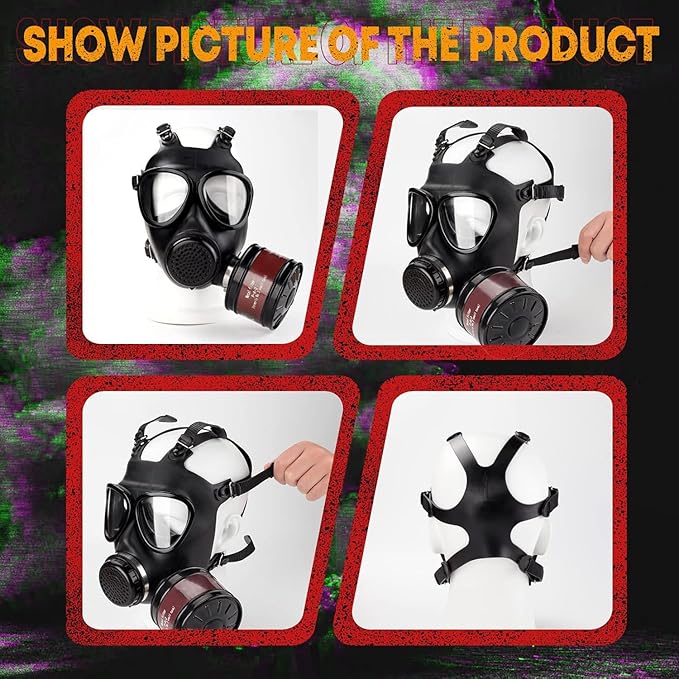Gas Masks Survival Nuclear and Chemical, Gas Mask with 40mm Activated Carbon Filter, Tactical Full Face Respirator Mask for Chemicals, Gases, Paint, Vapors, Welding