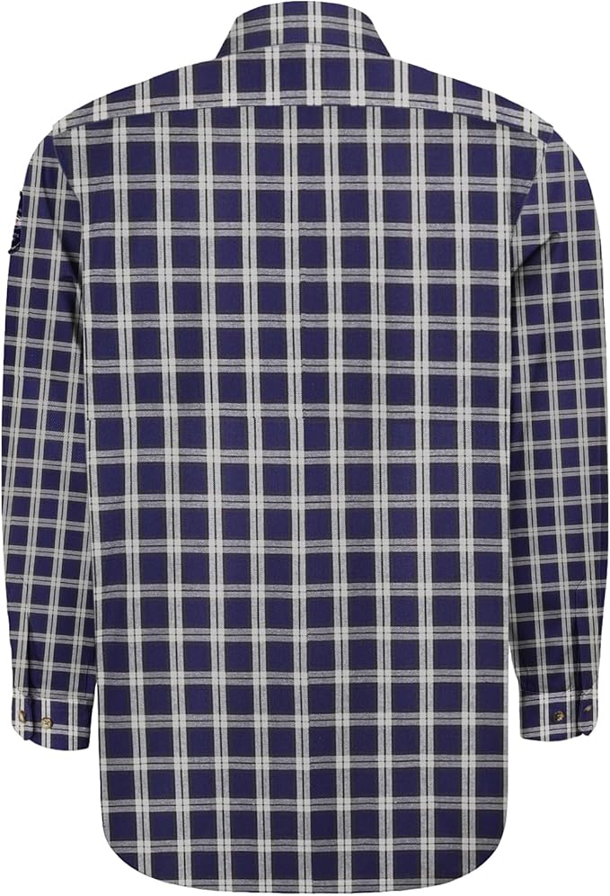 Welding Shirt 6.25oz FR Shirts for Men, 100% C Flame Resistant Welding Jacket for Work, Men's Fire Retardant FR Clothing for Men, Durable Welding Accessories, Navy-Plaid M