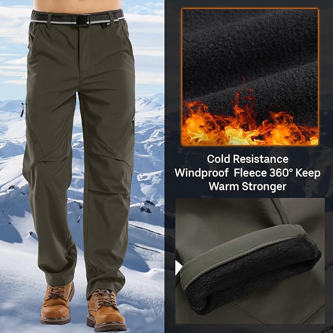 Jessie Kidden Mens Waterproof Hiking Pants, Outdoor Snow Ski Fishing Fleece Lined Insulated Soft Shell Winter Pants