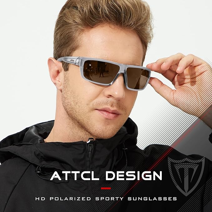 ATTCL Polarized Wrap Fishing Sunglasses Men - Driving Sports Glasses UV Protection