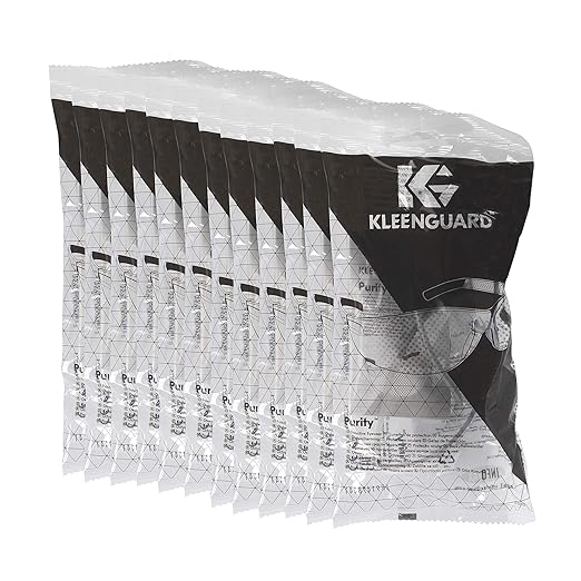 KLEENGUARD V20 Purity Safety Glasses (25654), UV Protection, Hardcoated Clear Anti-Fog Lenses with Clear Temples, 12 Pairs / Case , 146 x 38 month