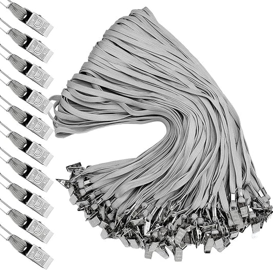 Hoolerry 300 Pcs Lanyards Clips Bulk for ID Name Badge Holder Lanyards Flat with Swivel Hook for Office School(Gray)