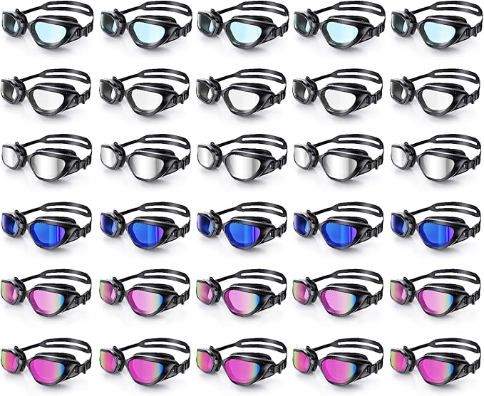 Swim Goggles, Unisex Adult Swimming Goggles Upgraded Anti Fog Anti UV No Leakage Wide View for Men Women Youth