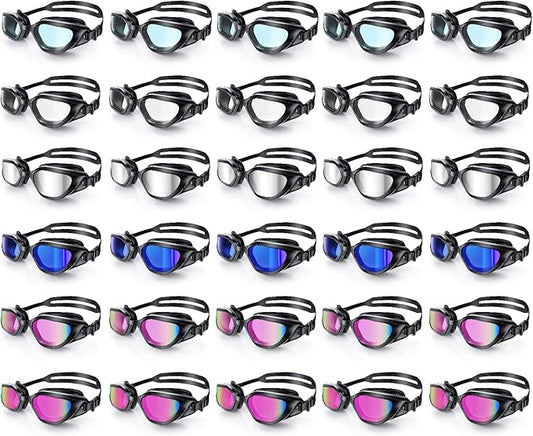 Swim Goggles, Unisex Adult Swimming Goggles Upgraded Anti Fog Anti UV No Leakage Wide View for Men Women Youth