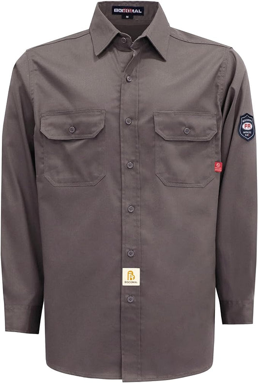 BOCOMAL FR Shirts 6.25oz Lightweight Welding Shirts Flame Resistant Men's Fire Retardant Shirt