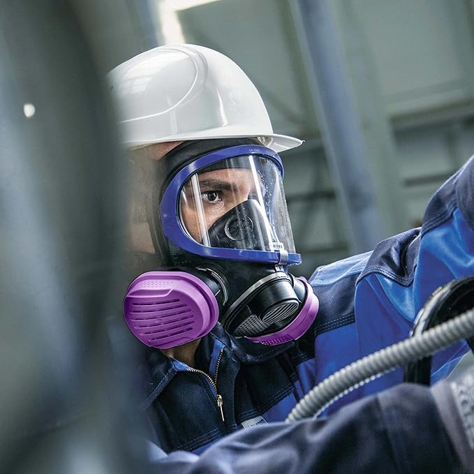 Dräger X-plore 5500 Full-Face Respirator Mask + 2x Combination Cartridge OV/AG/HF/FM/CD/AM/MA/HS/P100 | One size fits most | NIOSH Certified Eye and Respiratory Protection, Anti-Fog, 180° View