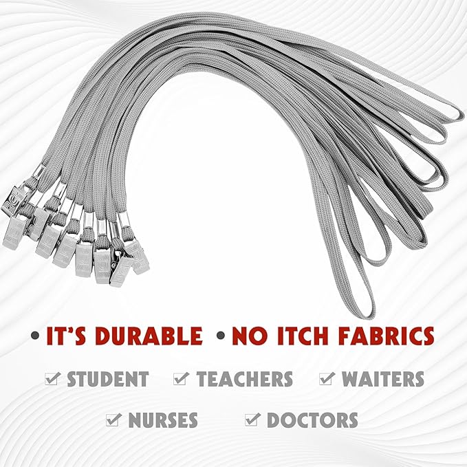 Hoolerry 300 Pcs Lanyards Clips Bulk for ID Name Badge Holder Lanyards Flat with Swivel Hook for Office School(Gray)