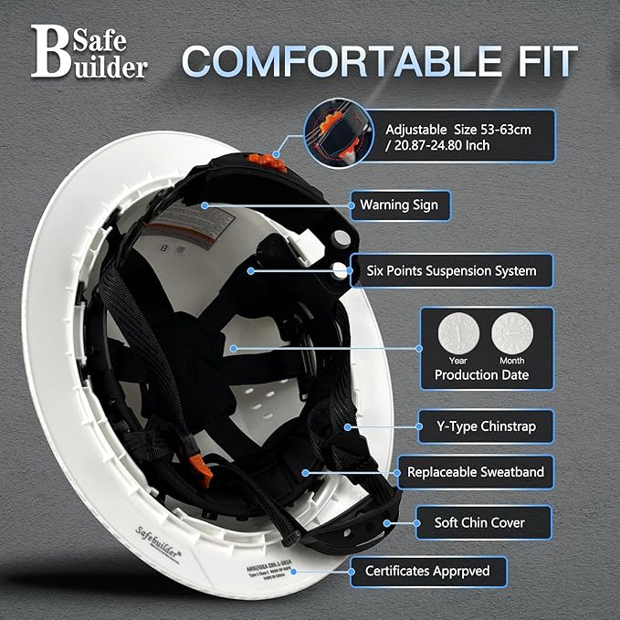 SBD-G1C Construction Full Brim Safety Helmet HDPE Hard Hat Vented Hardhats Sunshade Carbon Fiber Pattern Industrial Work Certified ANSI/ISEA Z89.1