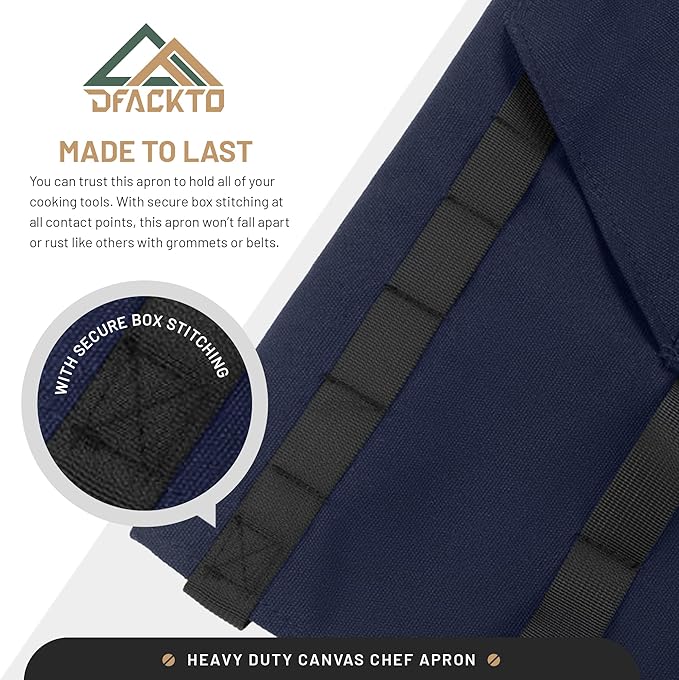 Canvas Chef Apron – Cross Back Straps Mens Apron for Butcher, Bartender, Grilling, BBQ, Kitchen, Workshop & Artist
