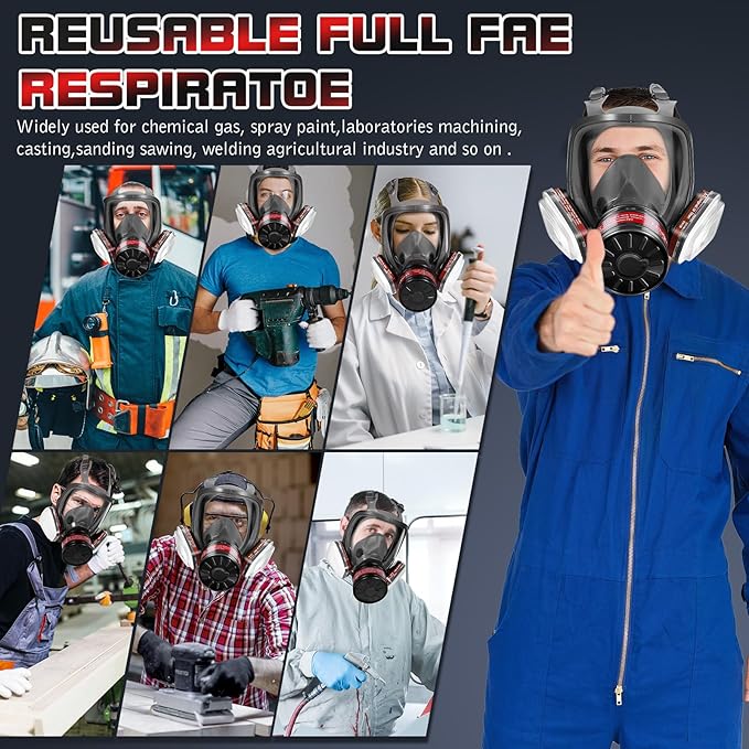 Reusable Respirator Mask with Activated carbon filter cottons for Gas, Organic Vapors