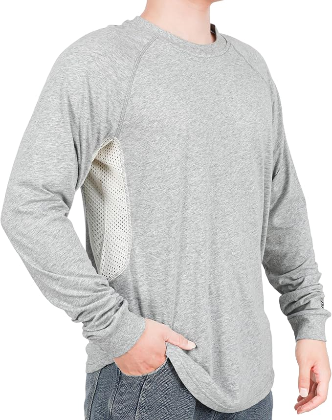 BOCOMAL FR Shirts for Summer Vented Mesh Loose Fit 4oz EX Lightweight Flame Resistant Base Layer CAT1 Crew Shirt