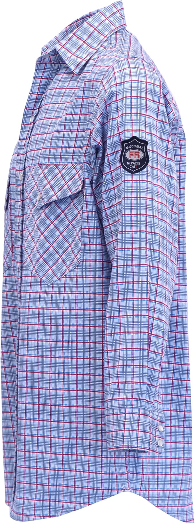 BOCOMAL FR Shirts Flame Resistant NFPA2112/CAT2 6.5oz Light Weight Printed Fire Retardant Plaid Shirt