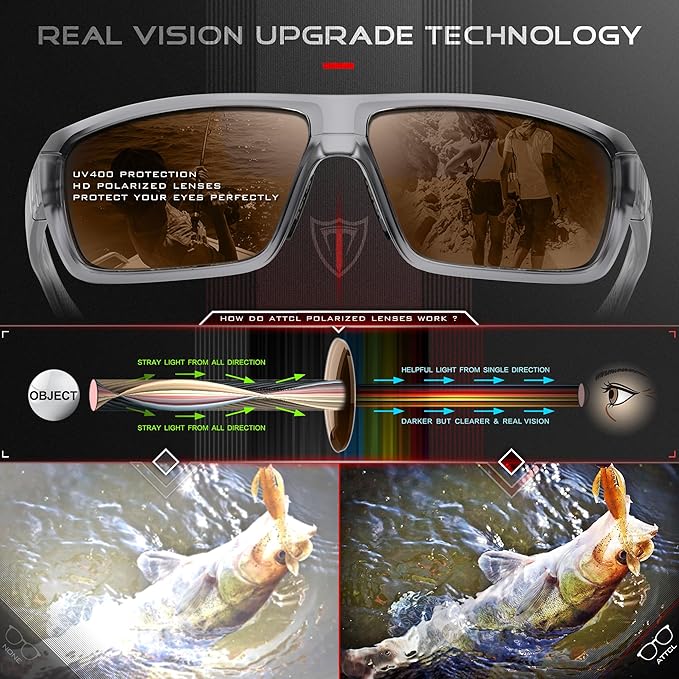 ATTCL Polarized Wrap Fishing Sunglasses Men - Driving Sports Glasses UV Protection