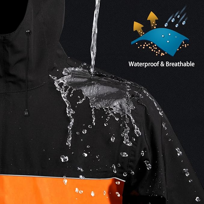 iCreek Motorcycle Rain Suit for Men and Women Waterproof Anti-storm Raincoat High Visibility Rain Gear