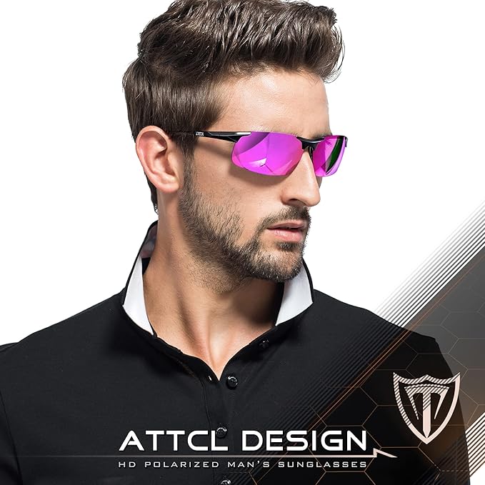 ATTCL Men's Fashion Driving Polarized Sunglasses for Men - Al-Mg metal Ultralight Frame