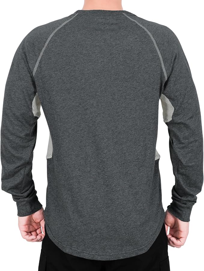 BOCOMAL FR Shirts for Summer Vented Mesh Loose Fit 4oz EX Lightweight Flame Resistant Base Layer CAT1 Crew Shirt