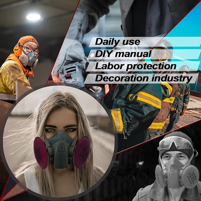 RANKSING Reusable Respirator Mask 7502 with 2097 Filter and Cartridges Half Gas Mask for Painting,Spraying,Polising and More