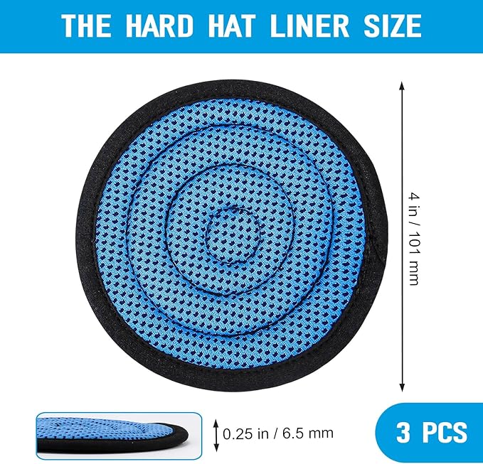 Hard Hat Top Pad Replacement, Washable Hard Hat Cooling Inserts/Liner/Sweatband, Sweat Pad Suspension Cushion Accessorie, Blue, 3 PCS