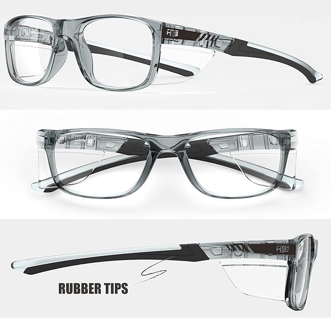 HTS TR90NZZ Safety Glasses Small Size with Side Shields ANSI Z87 Optical Eyeglass prescription Frame Scratch Fog Resistant