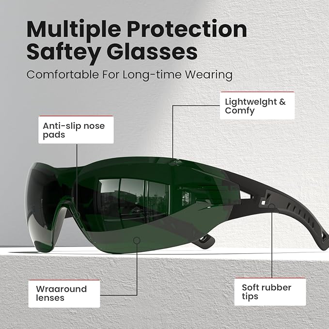 Safety Glasses with Clear Wraparound Lenses and Vented Frame