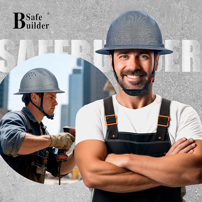 SBD-G1C Construction Full Brim Safety Helmet HDPE Hard Hat Vented Hardhats Sunshade Carbon Fiber Pattern Industrial Work Certified ANSI/ISEA Z89.1