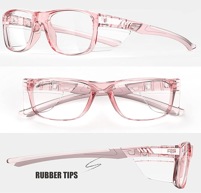 HTS TR90NZZ Safety Glasses Small Size with Side Shields ANSI Z87 Optical Eyeglass prescription Frame Scratch Fog Resistant
