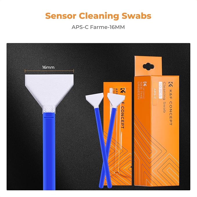 K&F Concept 10 Pack APS-C-Frame Sensors Cleaning Swabs, DSLR SLR Digital Camera Dry CCD CMOS Clean Swabs Compatible with Nikon Sony Canon DSLR Camera Sensor