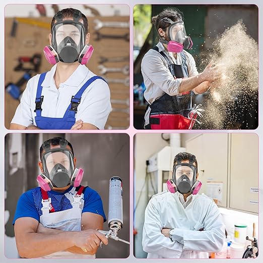Full Face Respirator Mask with 60925 Filters - Reusable Full Face Gas Masks Survival Nuclear and Chemical,Ideal for Paint, Dust, Spraying, Chemicals, Epoxy Resin, Polishing, Sanding, Cutting