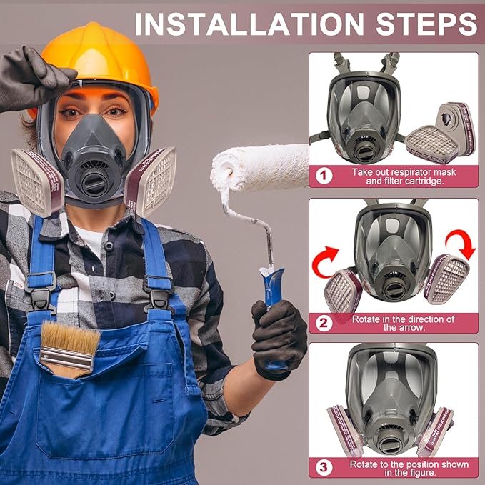 15 Pairs Respirator Cartridges & Filters, 6001 Filter Cartridges for Respirator, Paint, Chemical and Pollen, Respirator Filters for 6200, 6502, 7502, 6800, 4008, FF402 Series Respirator