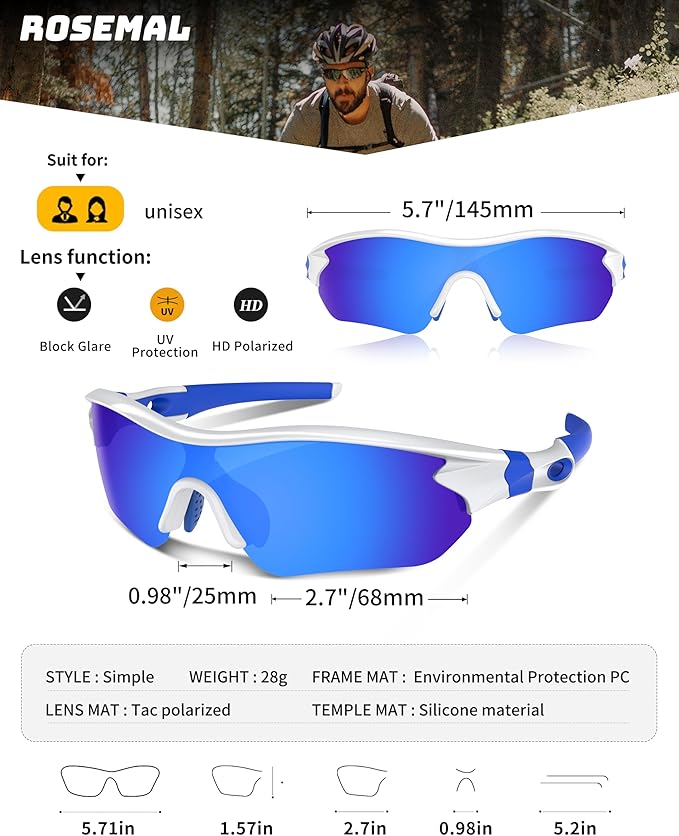 Polarized Sports Sunglasses for Men Women Youth Baseball Running Fishing Tennis Golf Cycling Driving Motor TAC UV400 TR90