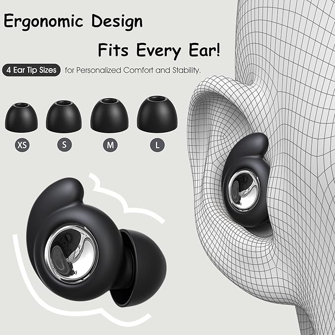 Noise Cancelling Ear Plugs for Sleeping, Reusable 45db Ear Plugs for Noise Reduction, Hearing Protection Earbuds with 8 Ear Tips, Washable Silicone Earplugs for Concert, Travel and Work