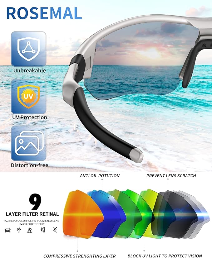Polarized Sports Sunglasses for Men Women Youth Baseball Running Fishing Tennis Golf Cycling Driving Motor TAC UV400 TR90