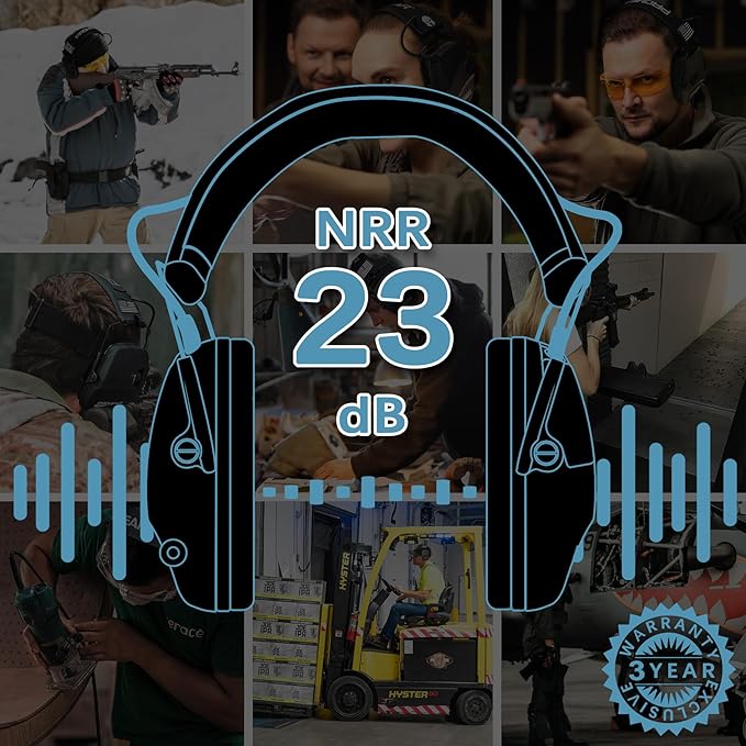 PROHEAR Electronic Ear Protection with Gel Pads for Shooting with 4X Sound Amplification, Gun Range Hearing Protection Muffs, NRR 23dB Noise Reduction Headphones for Hunting, Black