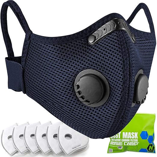 BASE CAMP Upgrade M Plus Dust Mask, Respirator Mask with 99.9% Effective Carbon Filter for Woodworking,7 Layer Breathable Face Protection for Construction, Dust, Landscaping, Sanding, Painting