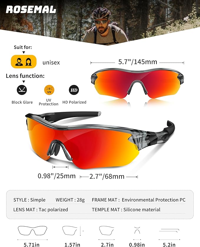 Polarized Sports Sunglasses for Men Women Youth Baseball Running Fishing Tennis Golf Cycling Driving Motor TAC UV400 TR90