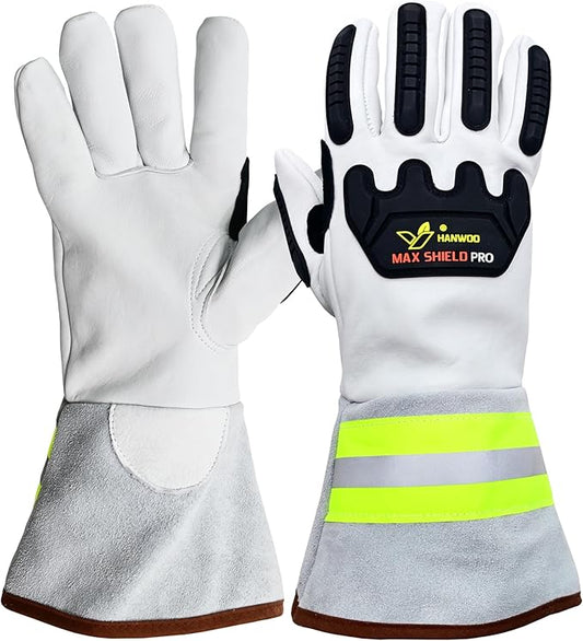 HANWOO Max Shield Pro Chainsaw Gloves, MIG/TIG, Level 7 Cut Resistant, Level 4 Puncture Resistant, Level 2 Impact Protect